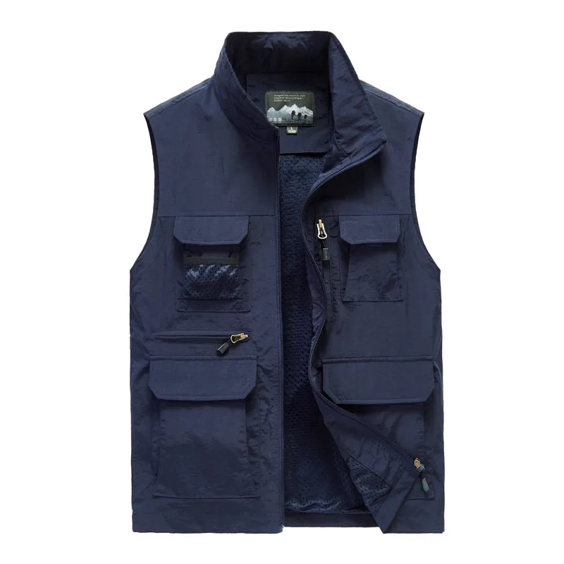 

Autumn Big Size Men's Vest Multi-Pocket Casual Multi-Color Stand-up Collar Jacket Photography Outdoor Vest 7XL