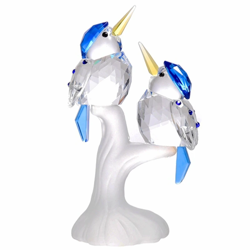 Пара птиц хрустальные поделки стеклянные фигурки животных Kingfisher миниатюры для