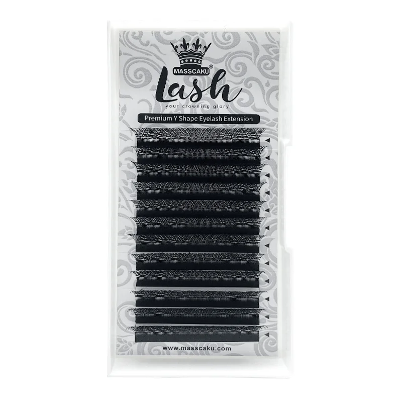 

Factory Price Y Lashes Synthetic False Eyelashes Hot selling Y Shape Eyelash Extension Matte black Material Super Soft Lash