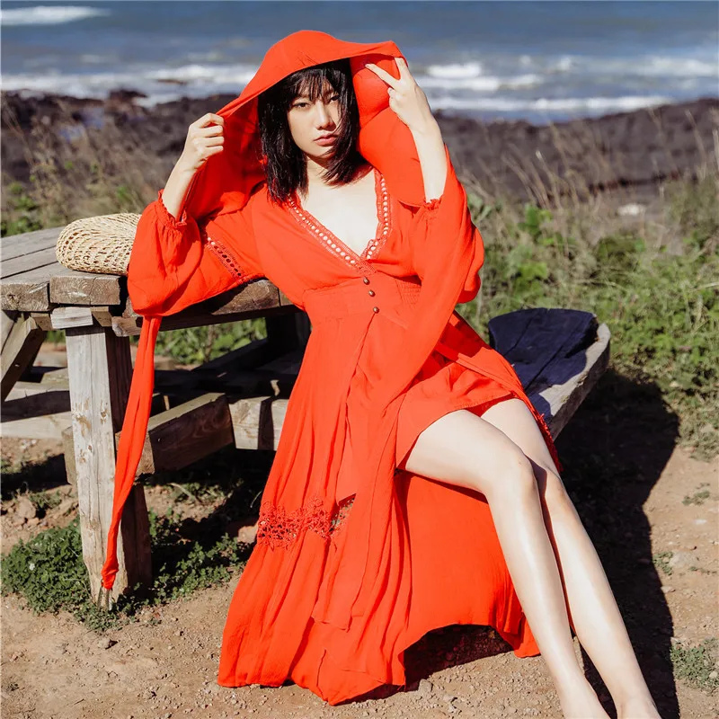 

Luxury Design Elegant Vintage Cotton and Linen Flower Embroidery Lace Party Maxi Dress Beach Holiday V-neck Dresses Vestidos