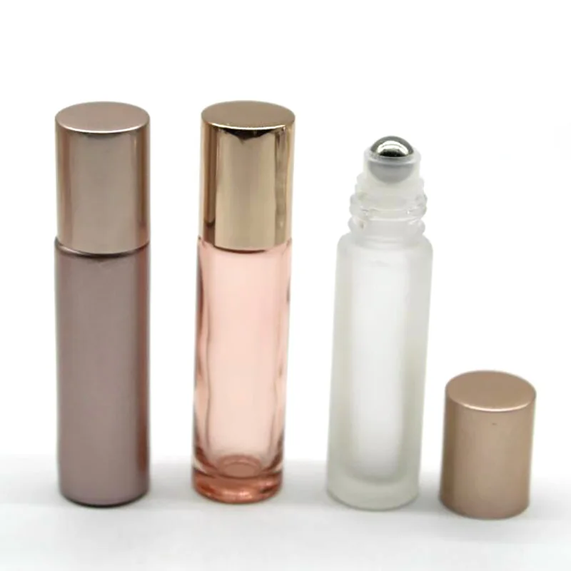

10pcs/lot 5ml10ml Roll On Bottle Thick Frosted Glass Perfume Bottle Refillable Empty Roller Essential Oils Vials