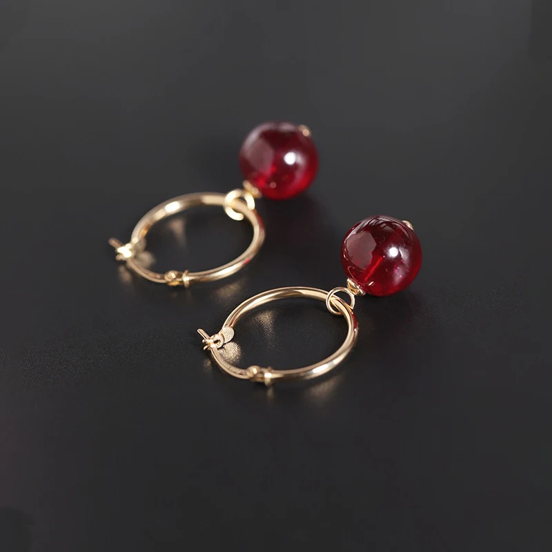 

DAIMI Large Particles Ruby Earrings Female 18k Gold Earrings Colorful Treasure Earrings Gift Customization