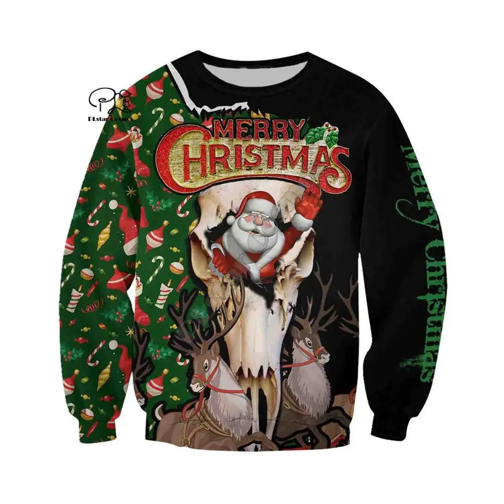 

PLstar Cosmos 3DPrint Merry Christmas Santa Claus Elk Deer Harajuku Streetwear Funny Men Women Zip Hoodies/Sweatshirt/Jacket/a13