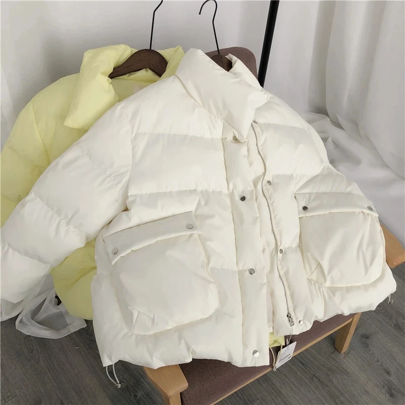 

Dropshipping 2020 Women Winter Coat Long Sleeve Stand Collar Women Short Winter Warm Jacket Coat Casaco Feminino Cotton Coat