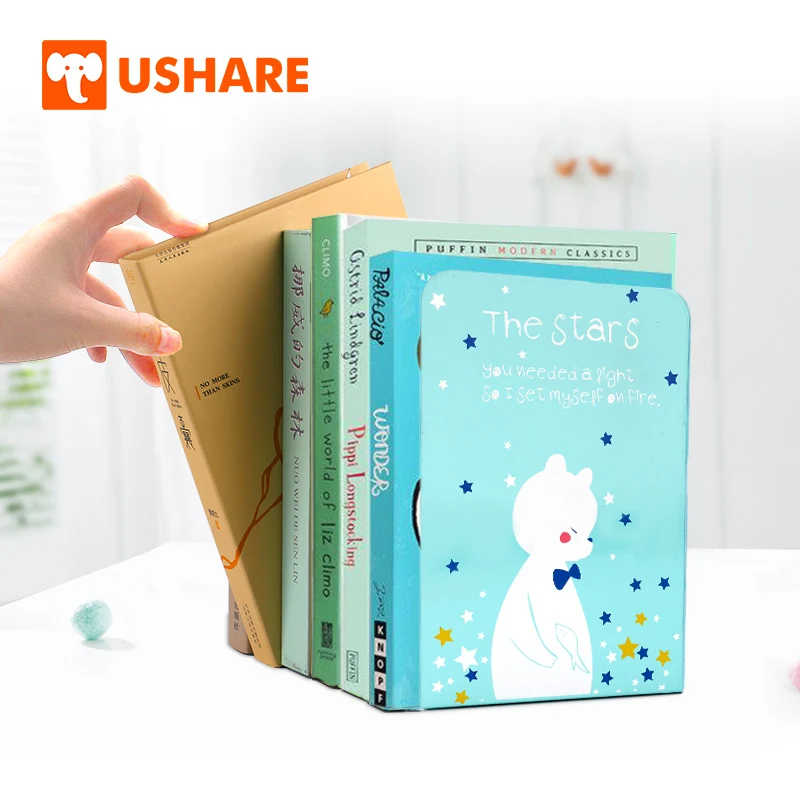 

Two-piece Metal Bookends for Shelves Desk Organizer Stationary Fashion Bear Book Holder Non-slip Book Support Office Accessories