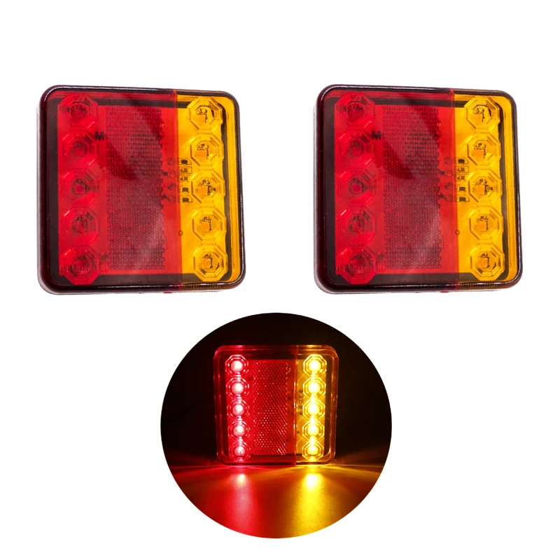 

2Pcs LED Rear Lights Trailer Forklift Turn Signal Truck Brake Lights Lorry Taillights Red Amber 12V - 80V