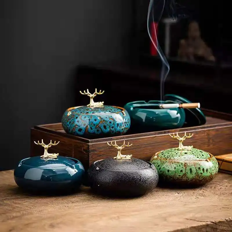 

Nordic living room decoration fawn ashtray ornaments creative ideas with cover home personality trend office ceramic ashtray2022