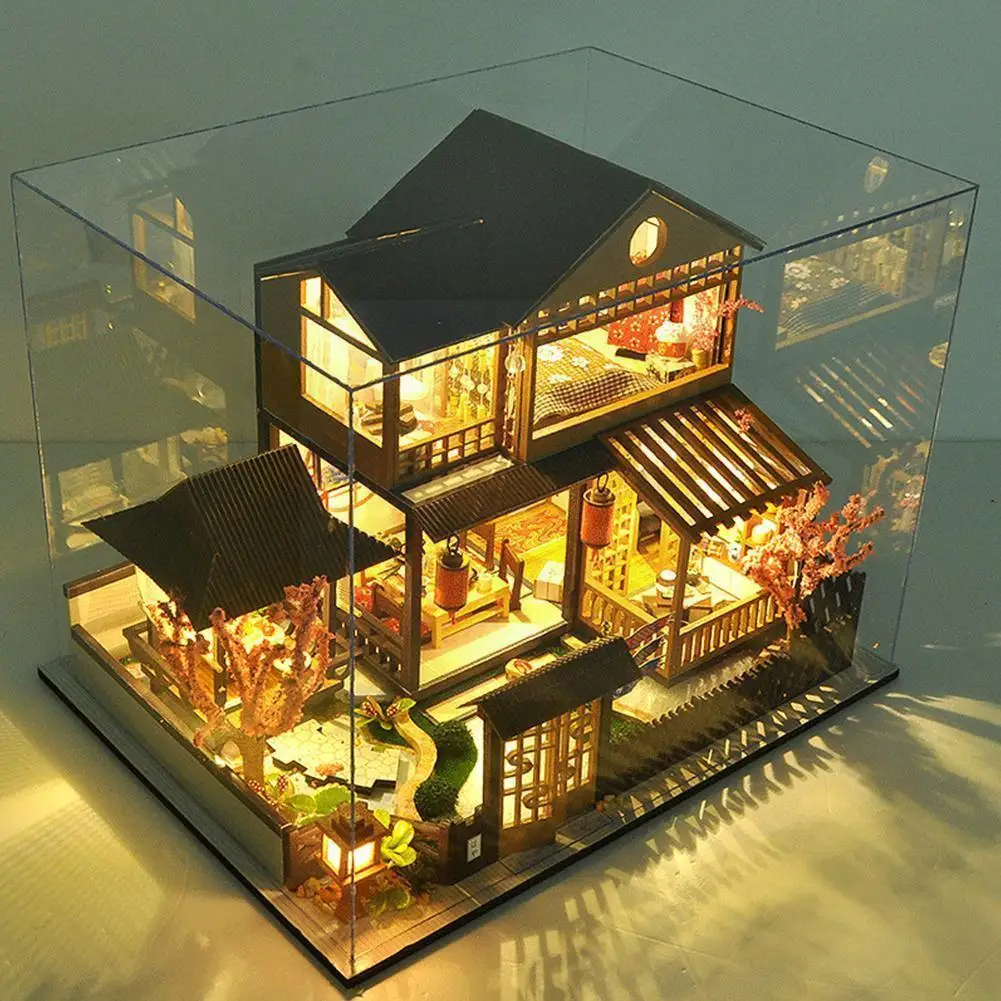 

House Assemble Diy Wooden House Kit Wooden Miniature Gift Toys Miniature House With Houses Led Furniture Ligh Z8i7