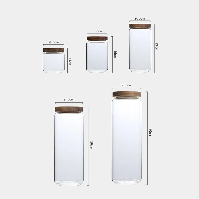 Бамбуковая крышка стеклянные банки Кухонный Контейнер для хранения