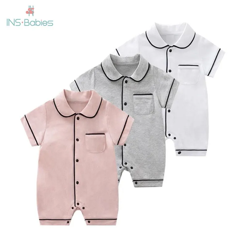 

2022 Baby Girl Rompers Newborn Cotton Pajamas For Boys Summer Short Sleeve Home Clothes 0-24m Kids Jumpsuit Toddler Costume Ins