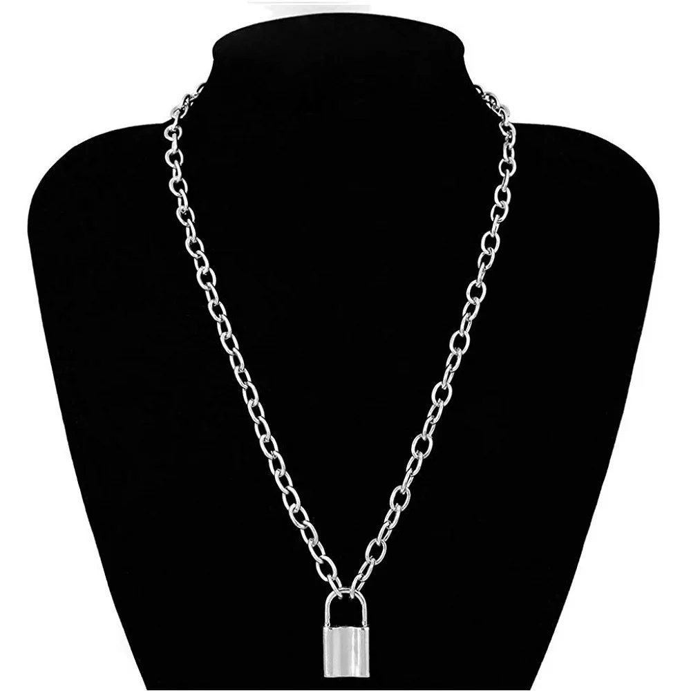 

Punk Lock Chain Necklace for Women Men Padlock Pendant Necklace Gothic Alternative Fashion Jewelry Silver Color