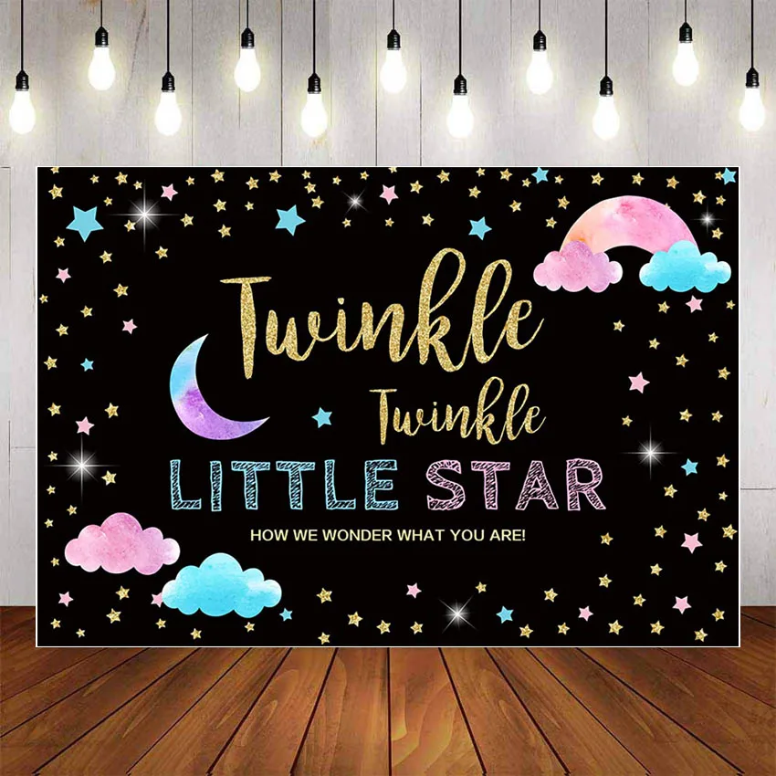 

Mehofond Photography Background Twinkle Twinkle Little Star Shinning Star Moon Baby Shower Birthday Backdrop Photo Studio Props