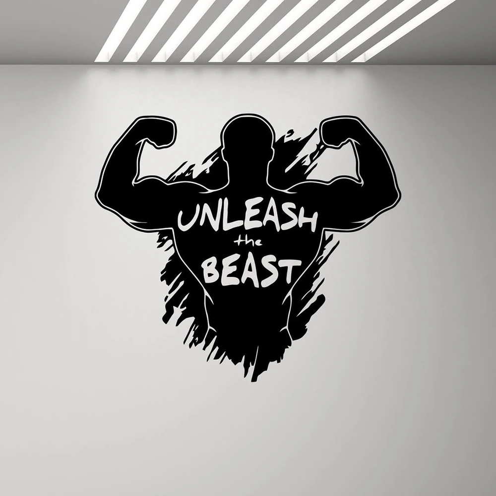 

Unleash The Beast Gym Wall Decal Poster Beast Mode Sign Motivational Quote Vinyl Sticker Bodybuilding Fitness Decor P820