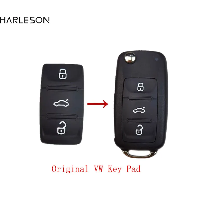 Original 3 Button Remote Flip Key Button Pad For OEM VW Volkswagen Beetle Caddy Eos Golf Jetta Polo Scirocco Tiguan 