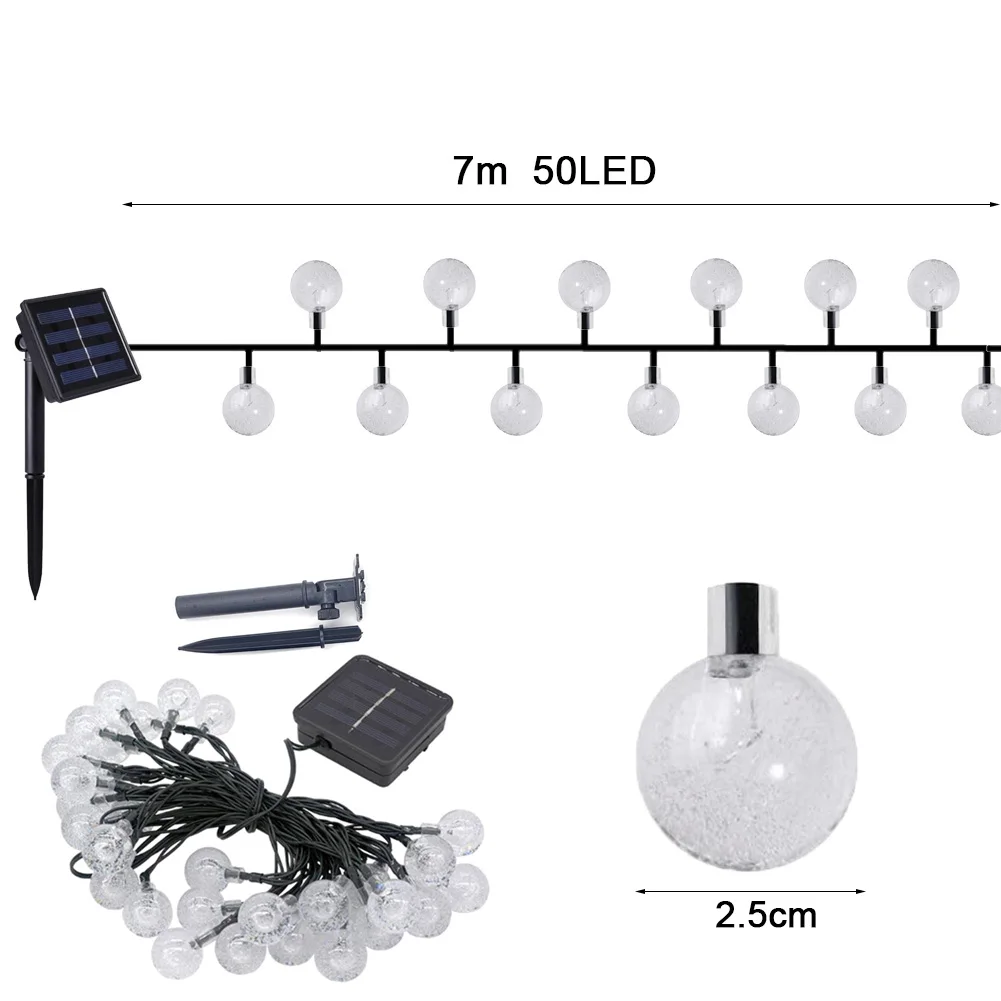 

7m 50LED Solar Lamp Crystal Ball LED String Light Power LED String Fairy Light Solar Garlands Garden Christmas Decor For Outdoor