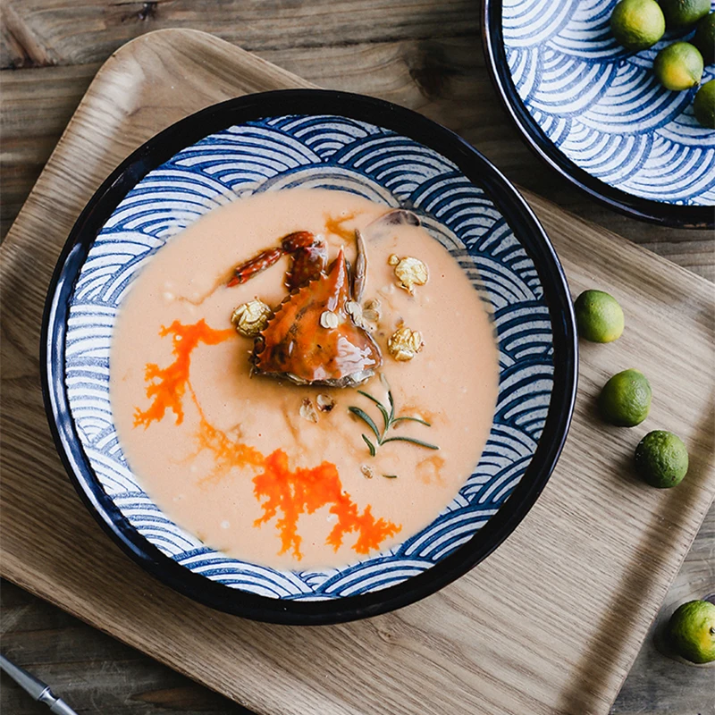 Набор керамических тарелок Blue Lines для пиццы стейка спагетти кухонные инструменты