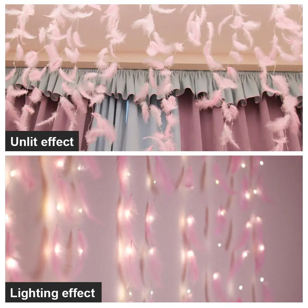

IP44 Waterproof Feathers Fairy Light 8 Modes USB Powered Fairy Lights Curtain Feather Lights Romantic Landscape Lamp DIY