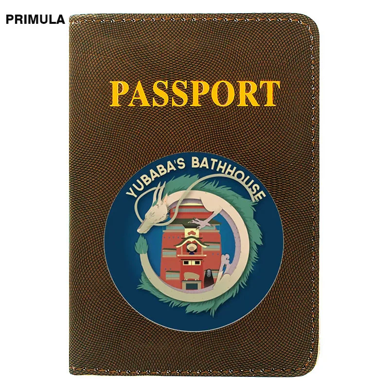 

Classic Spirited Away Yubaba's Bathhouse Printing Women Men Passport Cover Pu Leather Travel ID Credit Card Holder Pocket Wallet