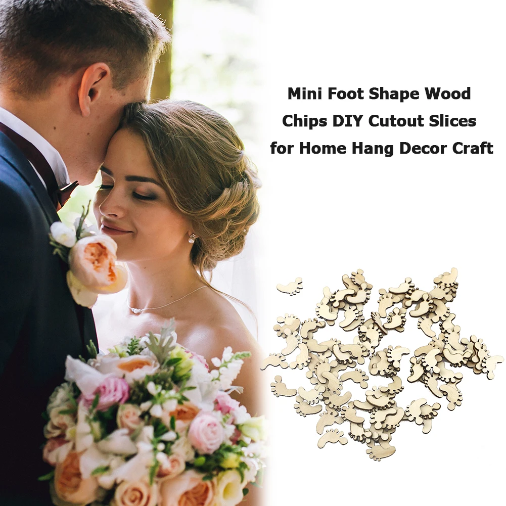 Деревянные Мини-чипы в форме ног Свадебный домашний подвесной декор подвеска