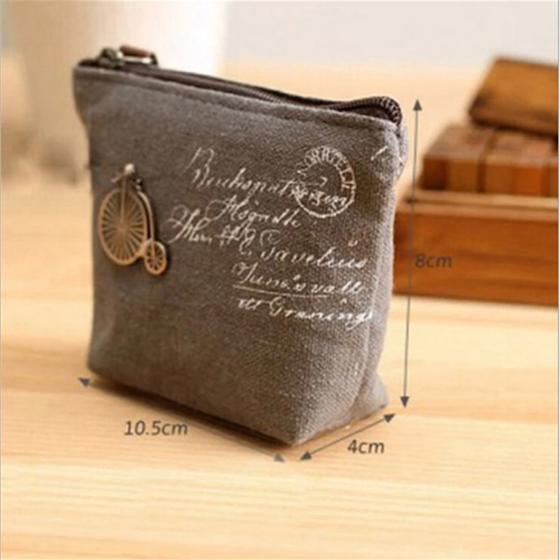 

1 Pcs Portable Retro Coin Purse Small Mini Canvas Women Lady Zipper Money Pouch Key Holder Bag Men