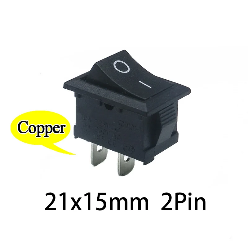 Кнопочный мини-переключатель 6A-10A, 50/100 в, 110 В, KCD1, 2 контакта, медные ножки, 250 шт./партия