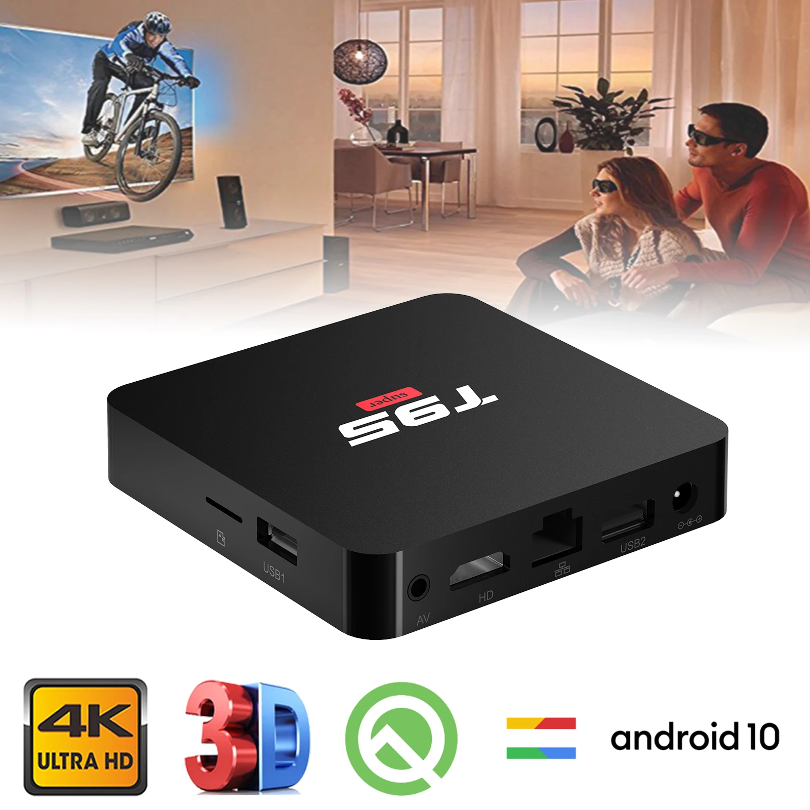 T95 супер Android 10 0 tv Box 2 Гб 16 инфракрасный пульт дистанционного управления 4K HD Youtube 3D