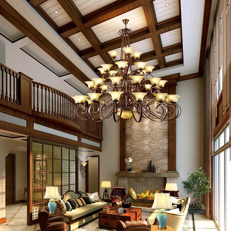 Церковная большая антикварная металлическая люстра Lampadario стеклянный абажур