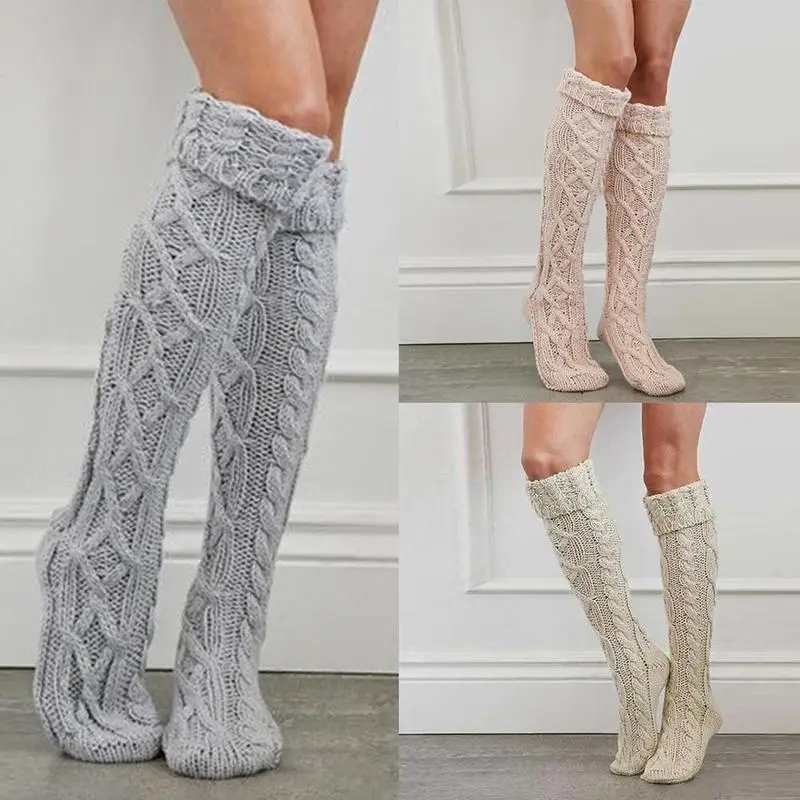 

Womens Winter Knit Over Knee Long Boot Thigh-High Warm Sock Legging