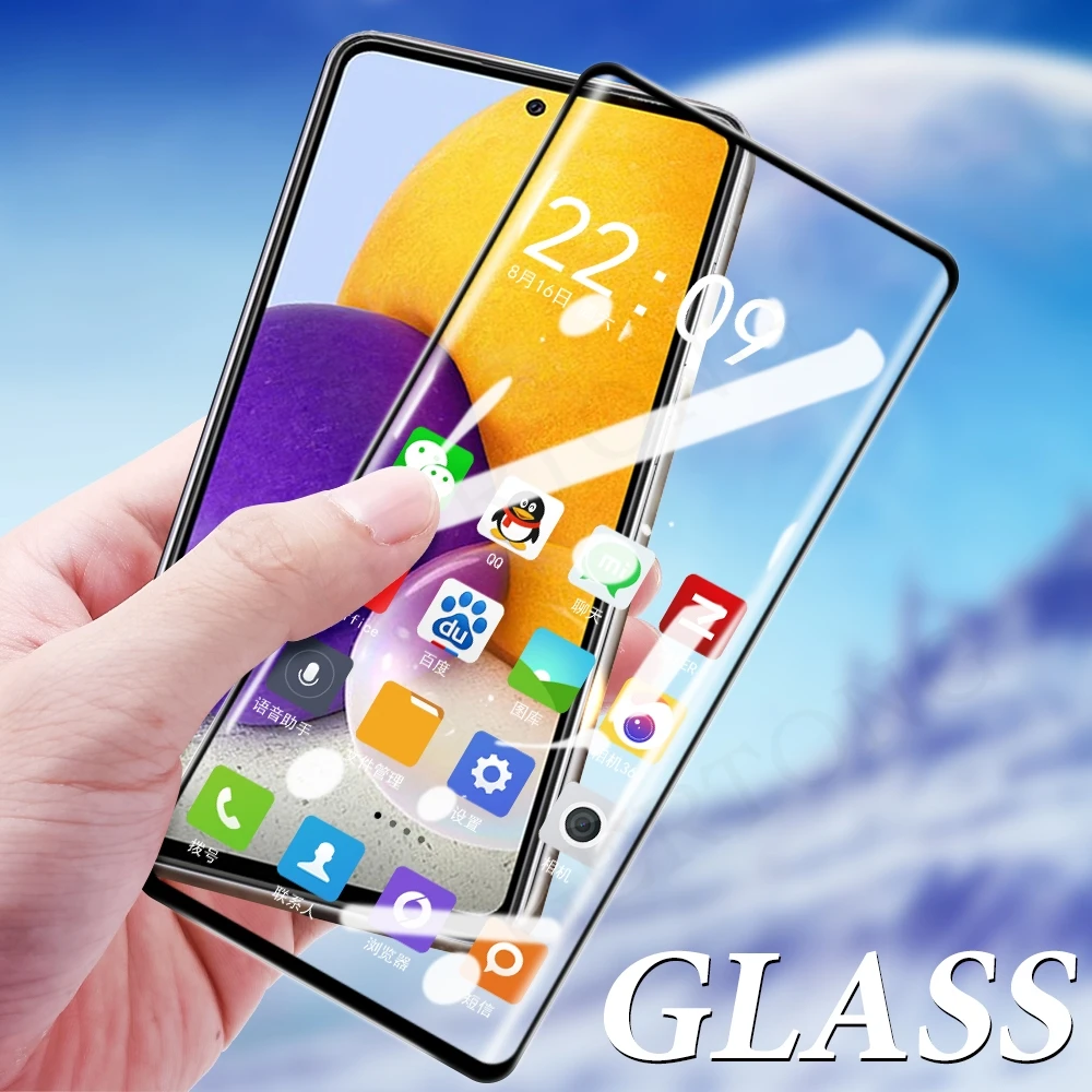 2Pcs Tempered Glass For SamSung Galaxy A72 52 A12 A32 4G/5G S21 S21 Plus S20 FE A72 A52 9D Screen Protector Full Protective Film