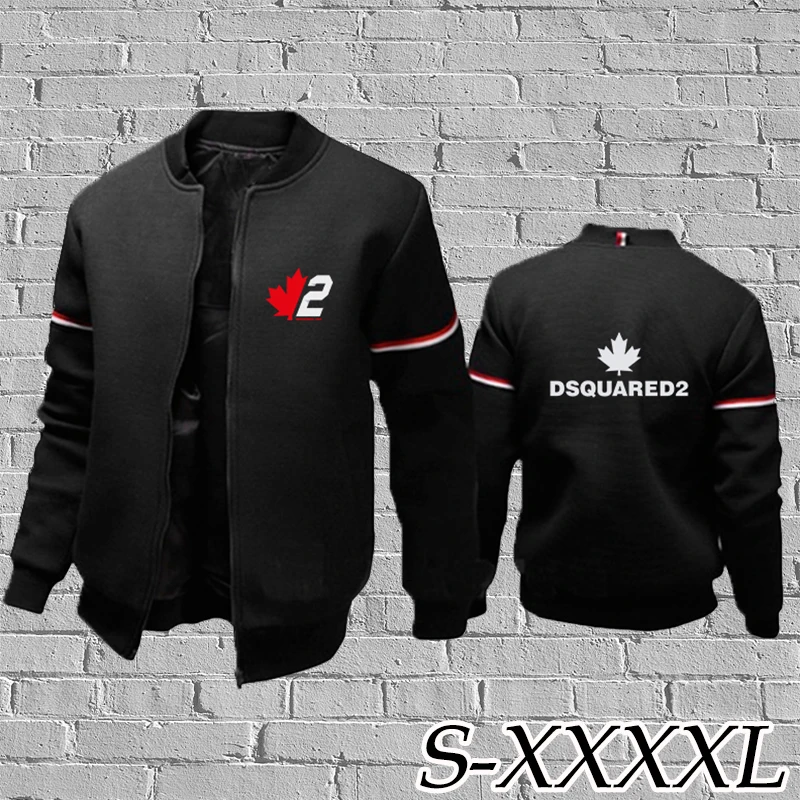 

2022 Men's DSQ Long Sleeve Zipper Pure Color Printed Pattern Jacket Double Pocket Outdoor Casual Fashion Fitness Jacket S-4XL
