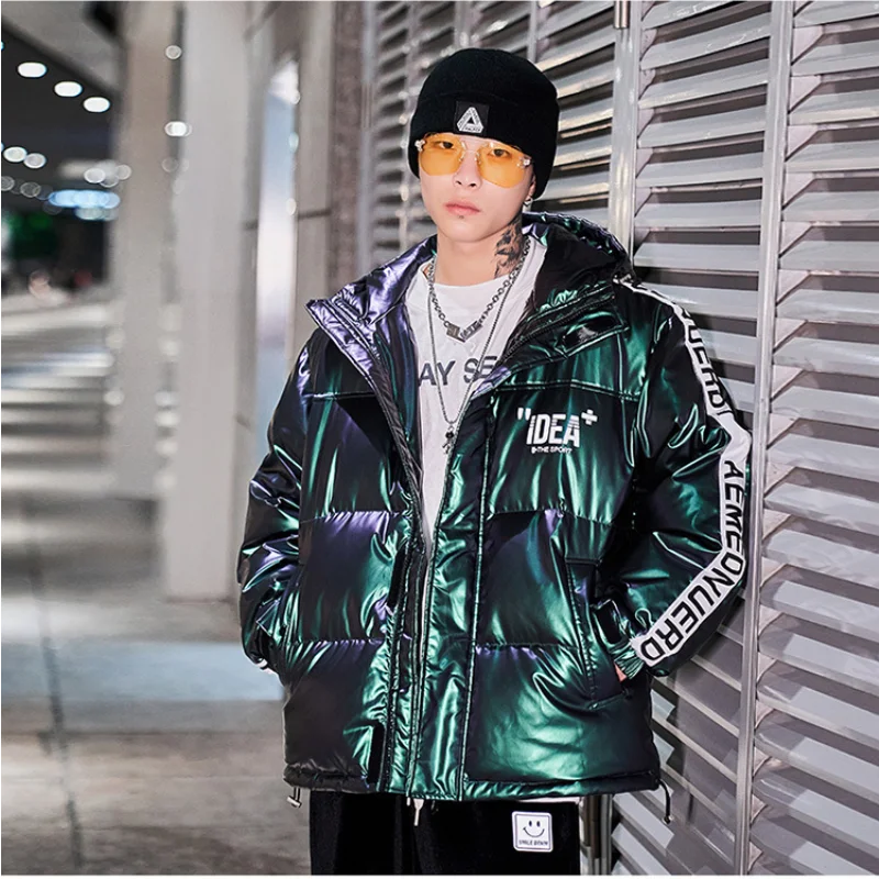 

Winter Glossy Men's Down Jacket 2021 New Thick Puffer Jacket Harajuku Men Clothing Oversized Casual Windproof Parkas Man Jackets