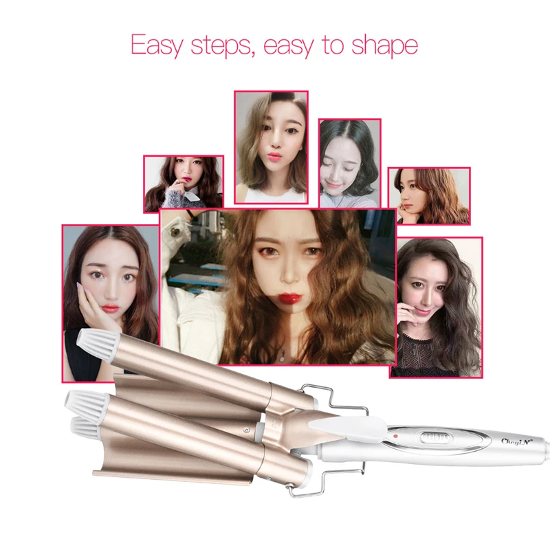 Быстрое нагревание анион тройной баррель щипцы для завивки волос керамический