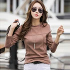 Новые футболки, осенняя футболка, Женская хлопковая серая зимняя футболка, Женская белая футболка с длинным рукавом, хлопковая одежда в Корейском стиле, женские топы