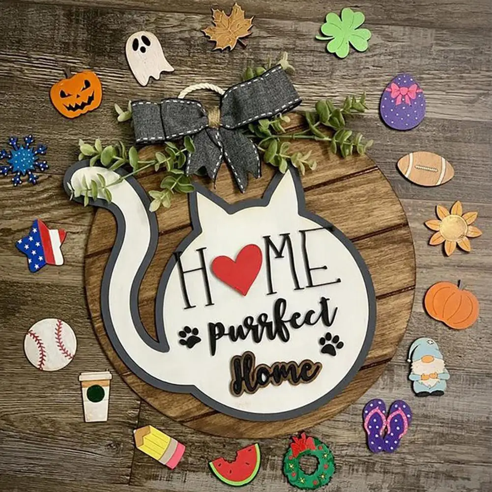 

80% Dropshipping!!1 Set c80% Dropshipping!!1 Set Doorplate with replacement sign wooden interchangeable pendant home decoration