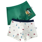 2 шт.лот, нижнее белье для мальчиков, летние хлопковые трусы-боксеры зеленого цвета с рисунком для мальчиков, детская одежда для 3, 4, 6, 8, 10, 12, 14 лет, OKU203016