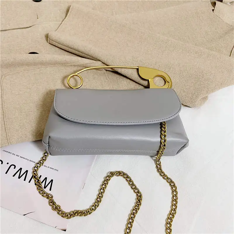 Дизайнерская Большая мягкая Сумочка с булавкой маленькая квадратная сумка через