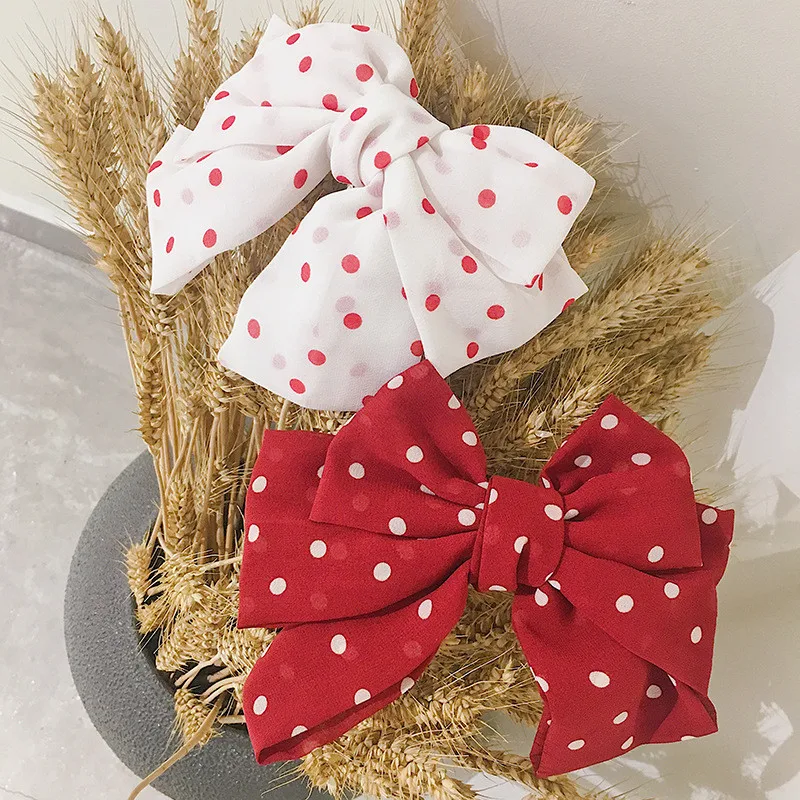 

Free shipping women big solid dot bow Hairpins girl's BB Hairclips lovely Side Clips sweet Barrettes