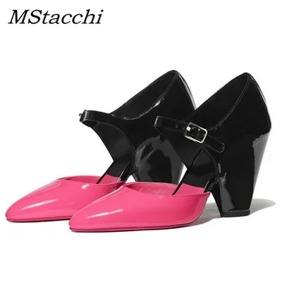 Туфли MStacchi женские на высоком каблуке пикантная обувь с ремешком щиколотке