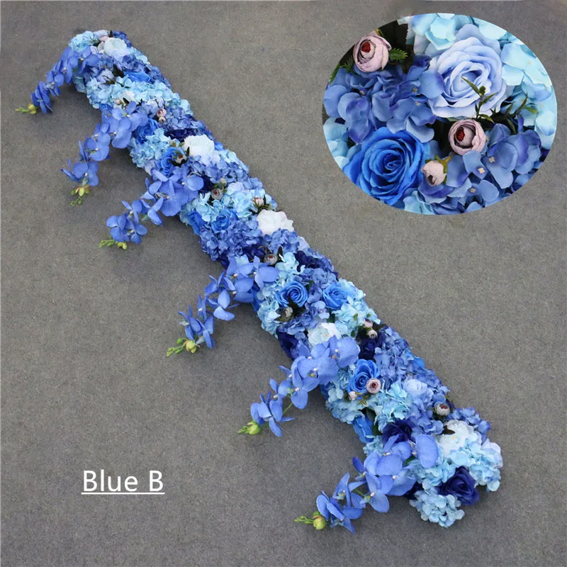 Blue B 1 м/2 м искусственные цветы, орхидеи, Декор строк, вечерние, свадебные декорации, железный Стенд АРКА, дорога, свинец, Глициния, роза, пион, Орхидея, ряд - Цвет: Blue B