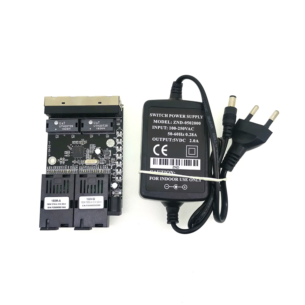 Черная доска 2SC4E100M быстро Erhetnet 2F4E 10/100M Ethernet коммутатор 2 волокна Порты и разъёмы SC