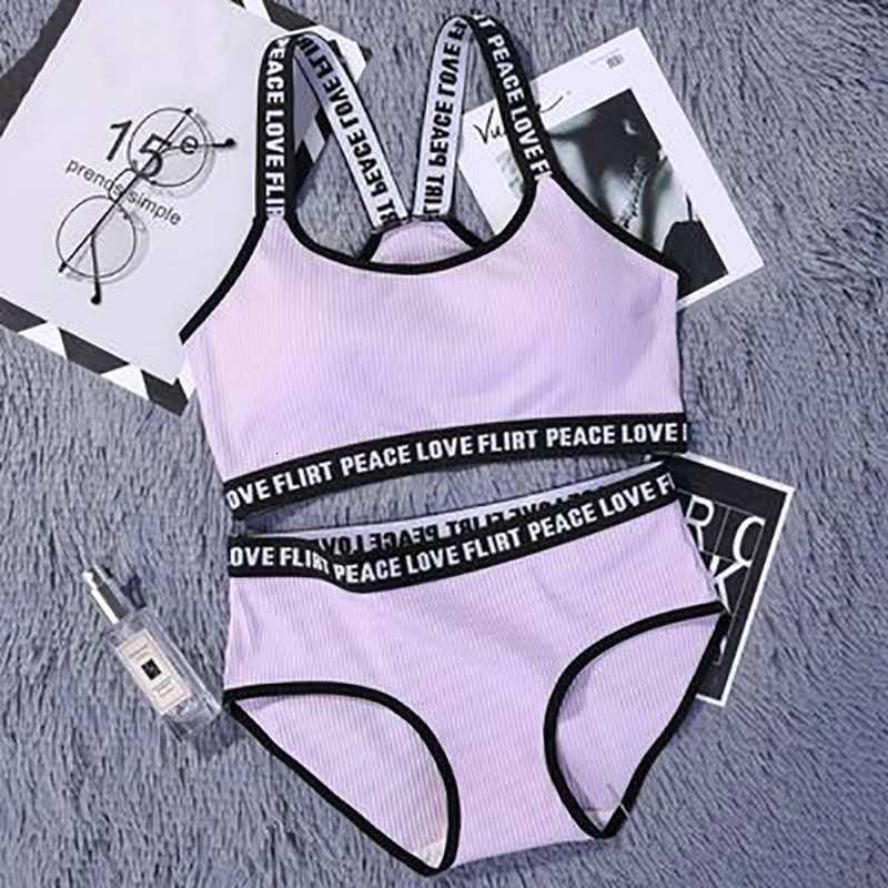 Комплект нижнего белья пуш ап для женщин комплект с буквенным принтом женский