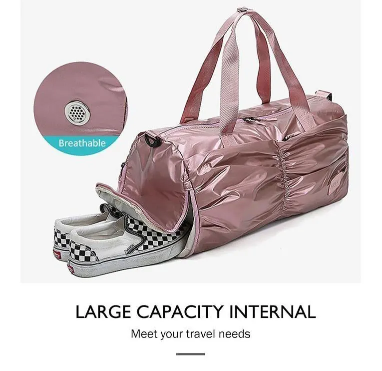 Nieuwe водоотталкивающий PU Reistas Roze ручная сумка для йоги Handtas voor Schoenen Droog Nat Duffle Tassen Schoudertas Vrouwen Reizen