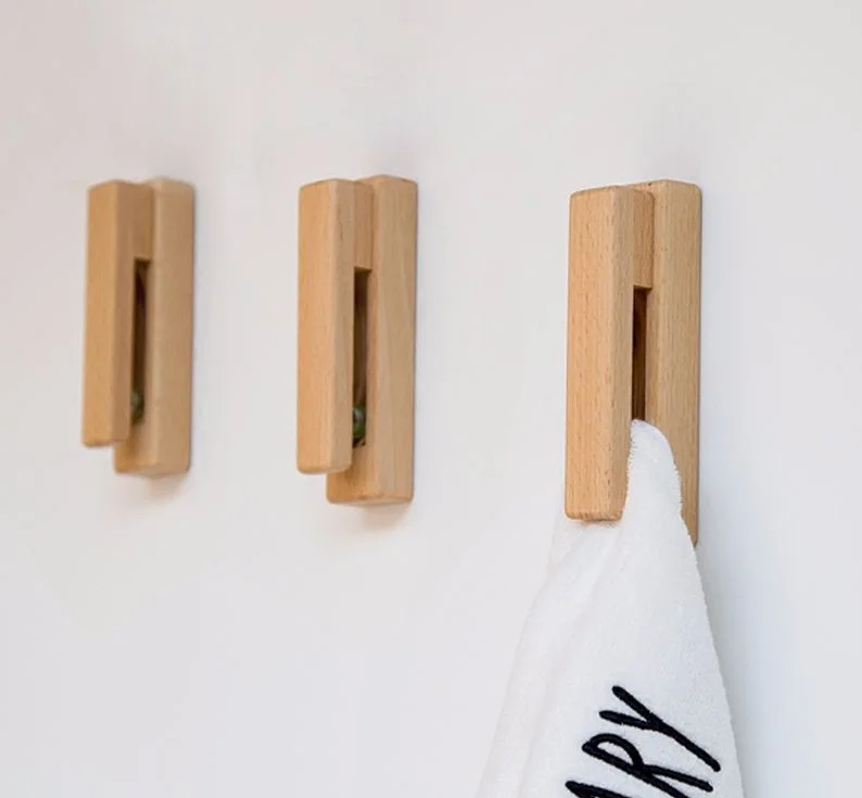 

Creative Wooden Towel Hooks Wall-mounted Storage Hanger Cap Rack Sundries Holder Home Decor Bathroom Kitchen Organizer Tools