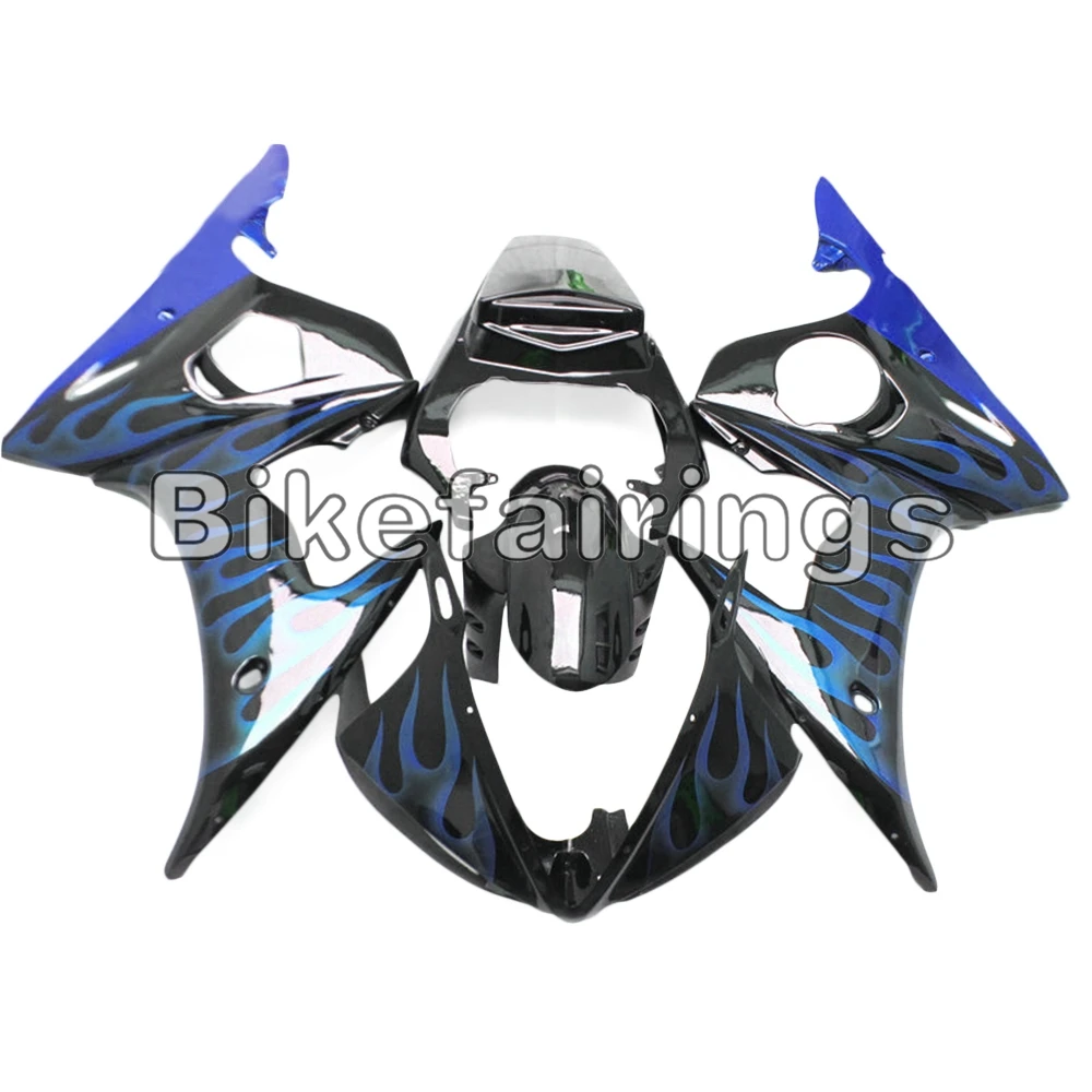 Для Yamaha YZF 600 R6 2003 2004 2005 03 04 05 капоты черно синий Пламя обтекателя комплект|Накладки