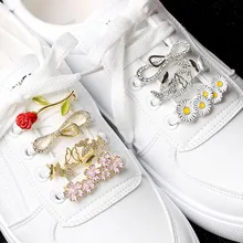 Fashion Small White Shoes Flower Tide With Rhinestone Creative Couple Shoelace Buckle Decoration Ins