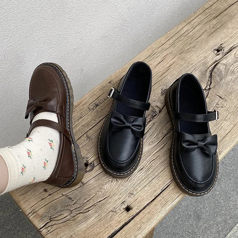 

Women Shoes Autumn Shallow Mouth Bow-Knot British Style Casual Female Sneakers Flats Oxfords Round Toe Soft Fall Butterfly Prepp
