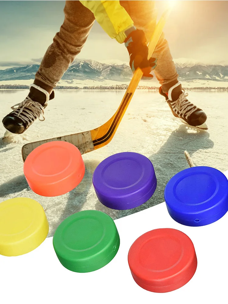 

6 PCS Lightweight Hollow Hockey Pucks Durable PVC Ice Hockey Games Common Training Random Color