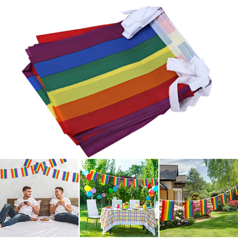 

Радужная лента, флаги, прямоугольные полосы, баннер, водонепроницаемые красочные украшения для фестиваля вечерние ринки, карнавала