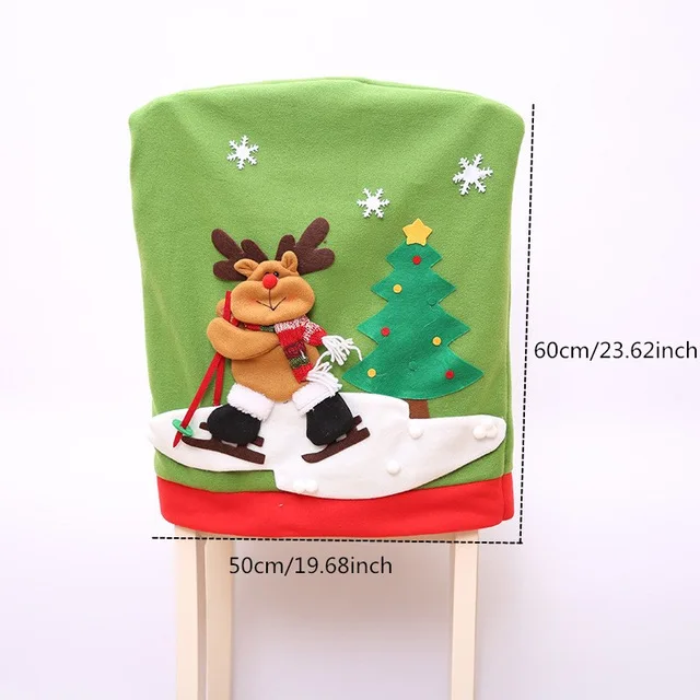 ski elkchair hat Рождественская накладка на стул Санта Клаус, крышка из нетканого материала для обеденного стола, Красная шапка, чехлы на спинку стула, рождественские украшения для дома - Цвет: ski elkchair hat
