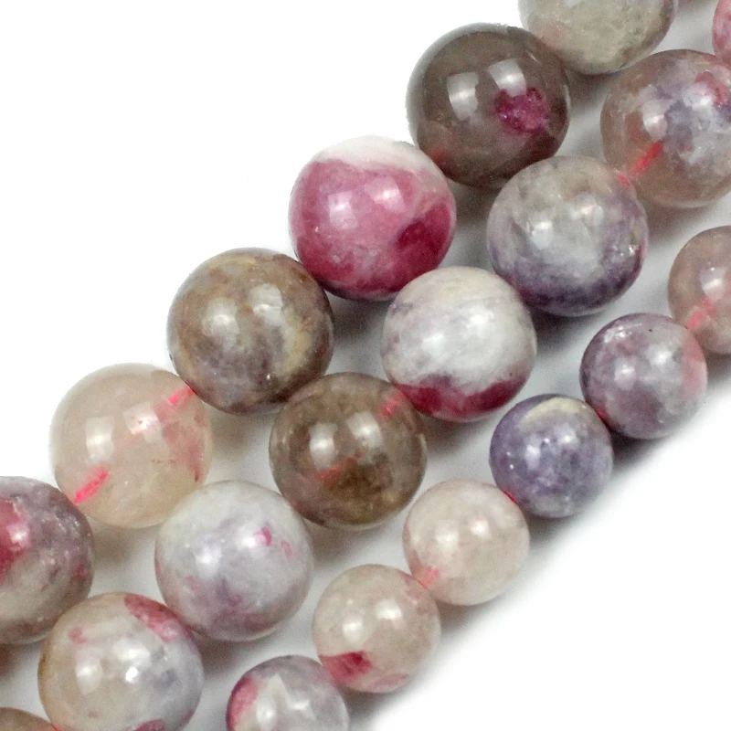 Круглые Бусины Из Натурального Розового турмалина каменные бусины-разделители 6